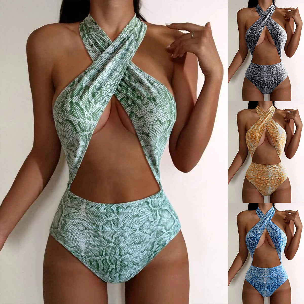 Regal Triangle Bikini With Snake Print