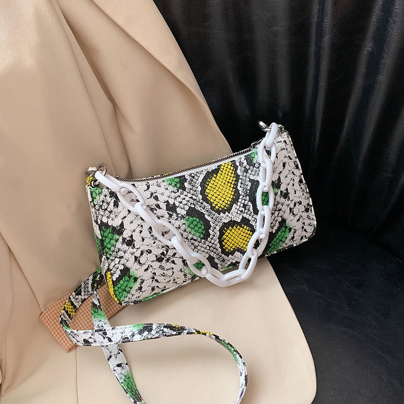 Snake print shoulder bag