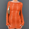 See-Through O-neck Long Sleeve Bodycon Dress