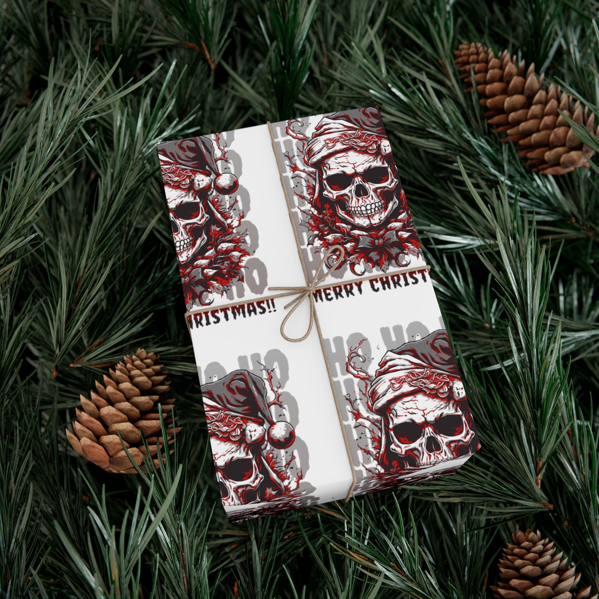 Merry Christmas Skull Gift Wrap Papers