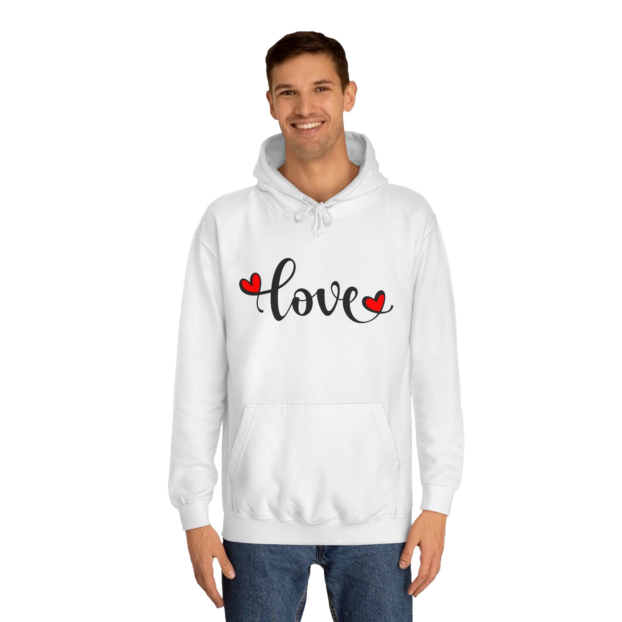 Love Graphic Unisex College Hoodie - Perfect for Valentine's Day & Casual Wear