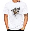 Men's T Shirt Short Sleeve 3D Cat T Shirt Male White Pullover