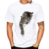 Men's T Shirt Short Sleeve 3D Cat T Shirt Male White Pullover