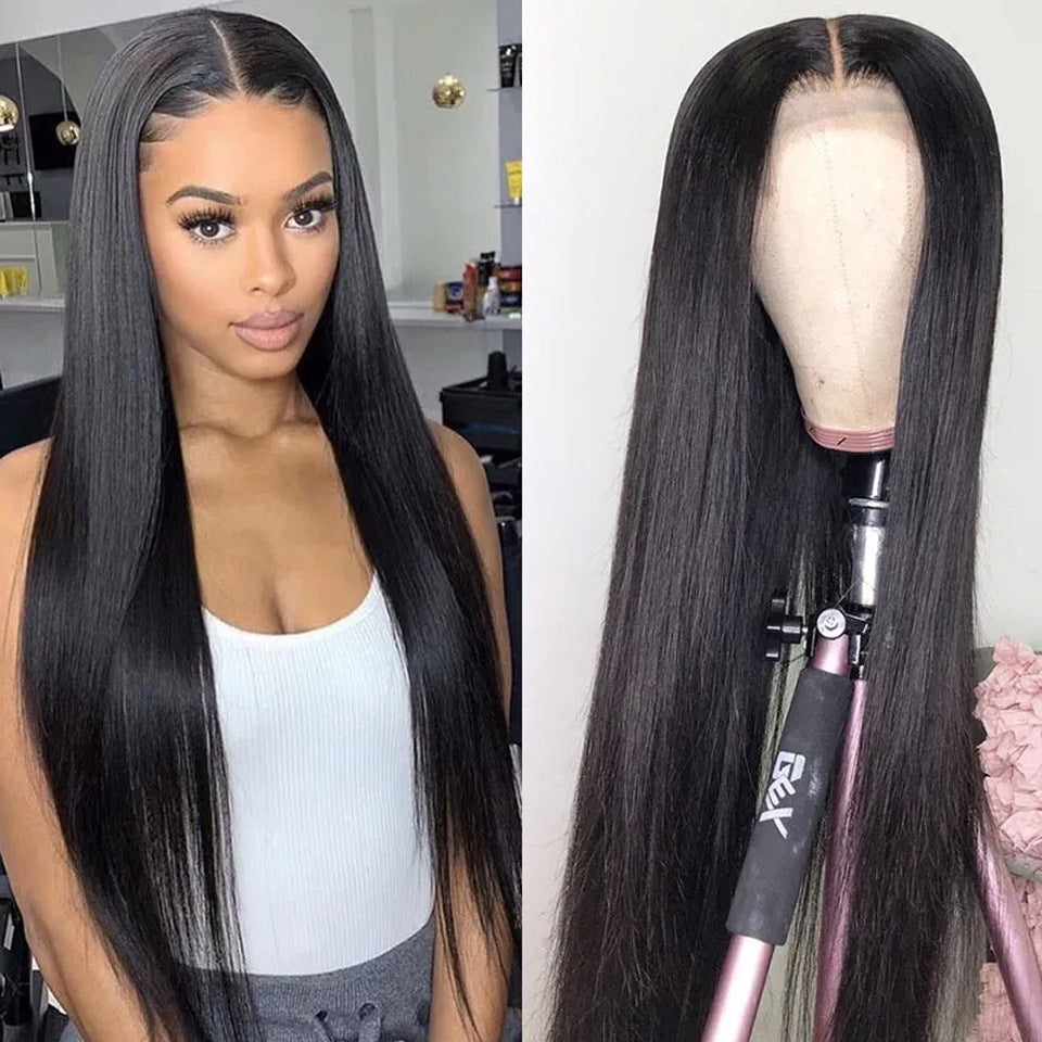 Black Front Lace Mid-Length Straight Hair