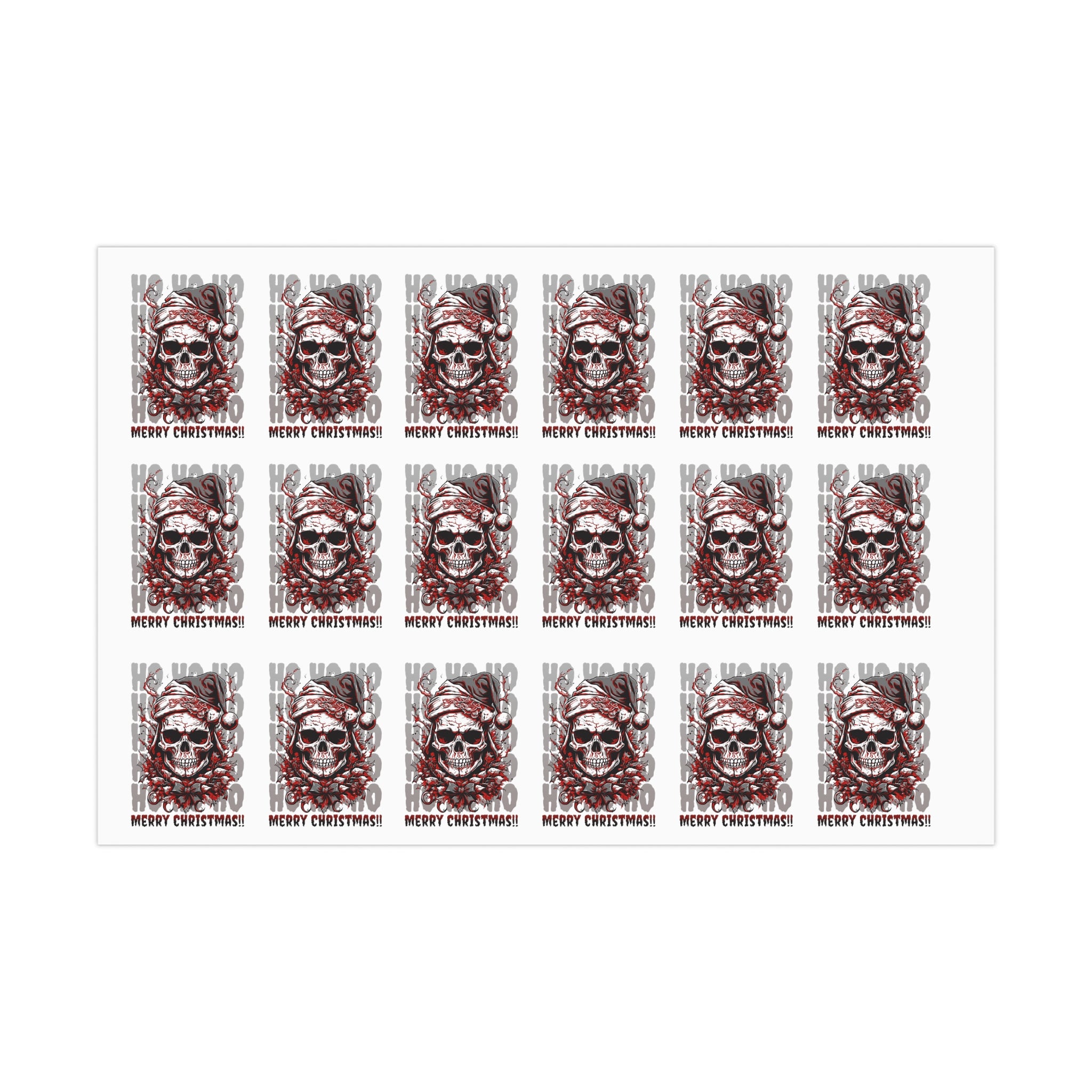 Merry Christmas Skull Gift Wrap Papers