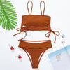 New Bikini Rib Fabric Sexy Lace-up High Waist Swimsuit