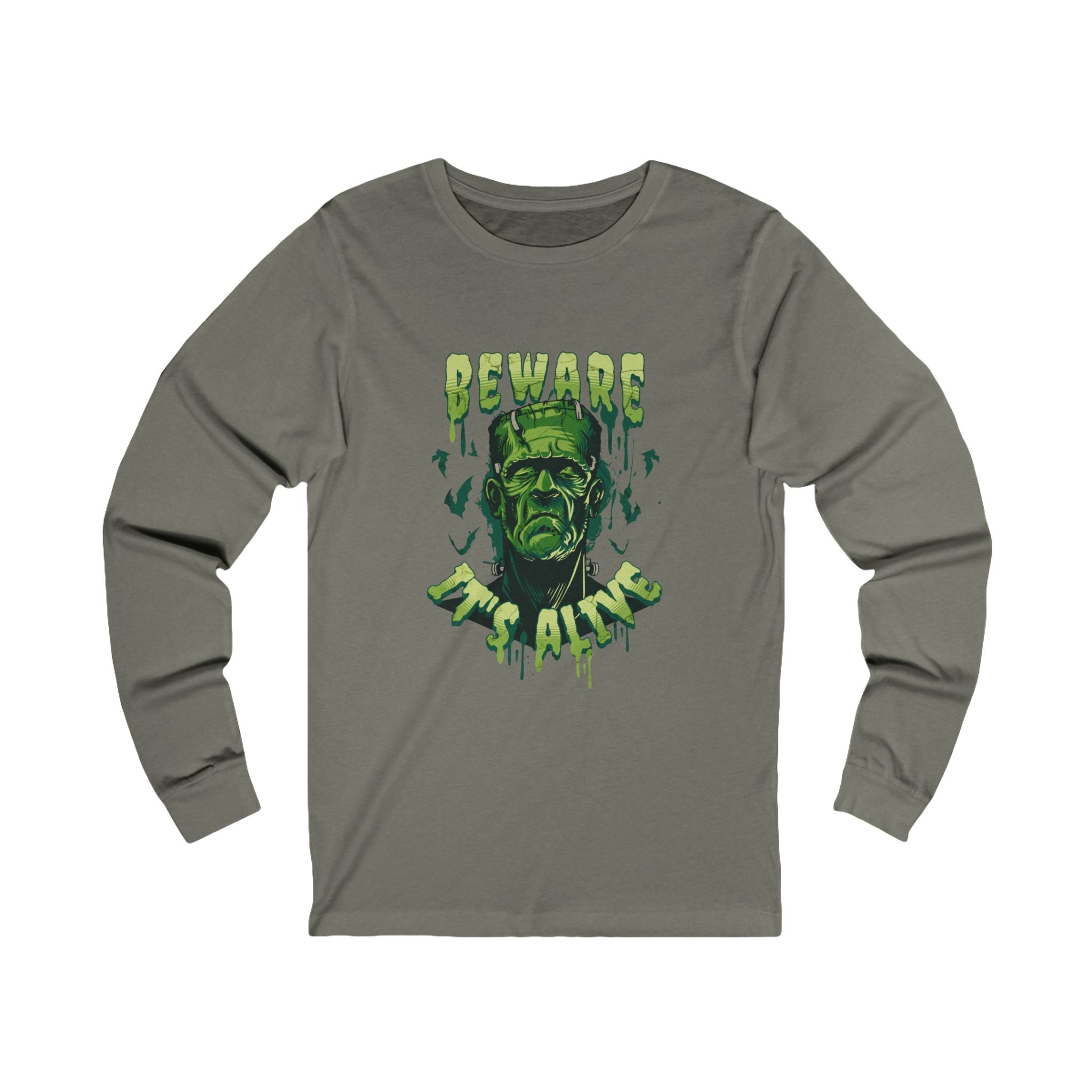 "Beware: It's Alive!" Unisex Long Sleeve Tee - Perfect for Halloween & Horror Fans