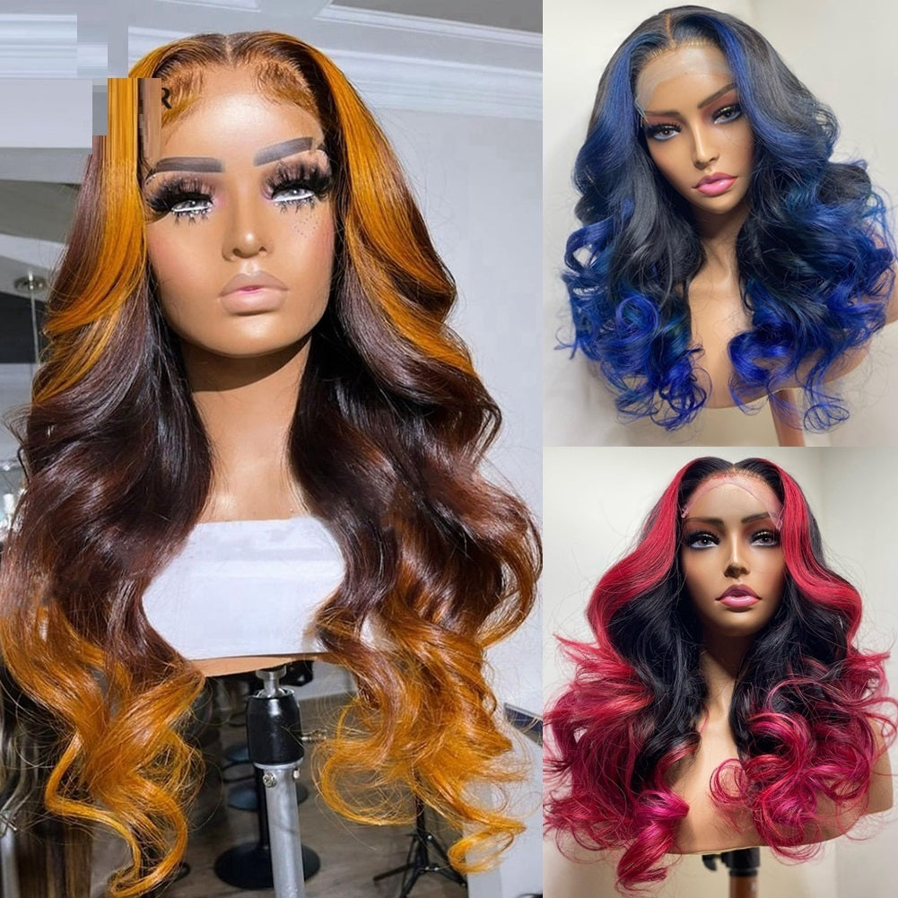 Gradient Orange, Yellow, Blue, and Green Real Hair Headgear