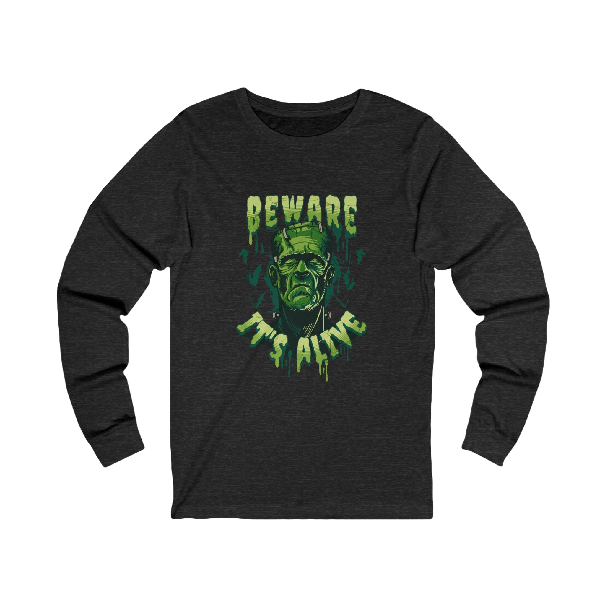 "Beware: It's Alive!" Unisex Long Sleeve Tee - Perfect for Halloween & Horror Fans