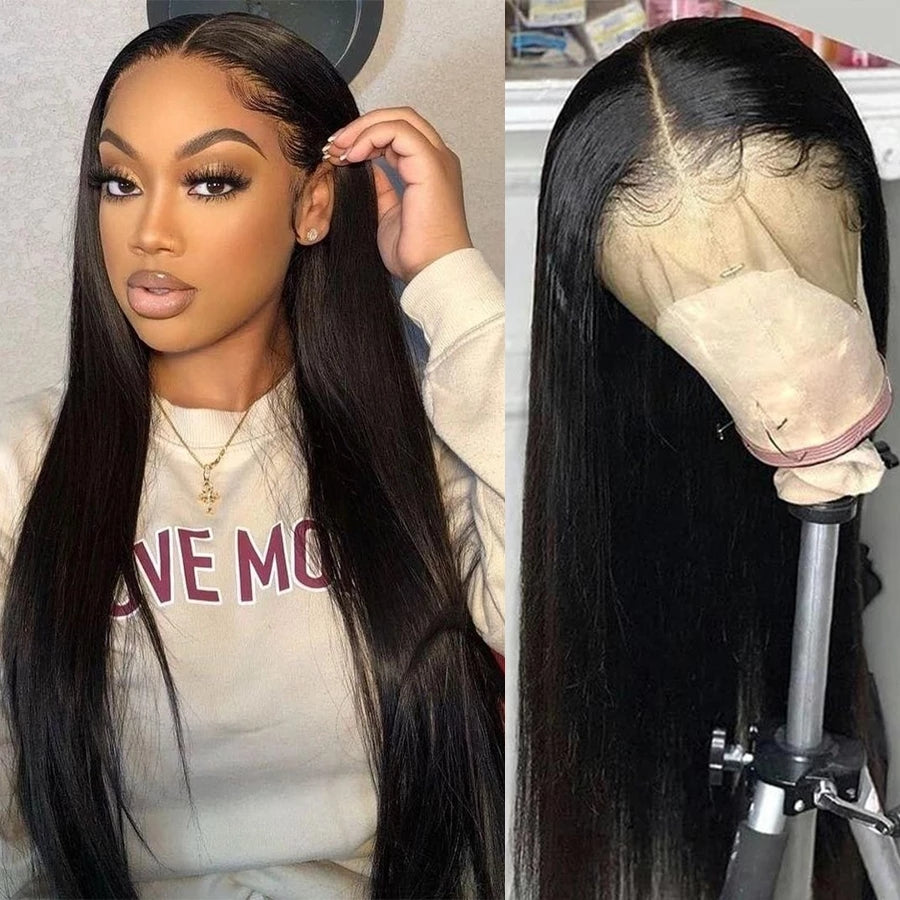 Transparent Lace Front Human Hair Wigs Brazilian Straight