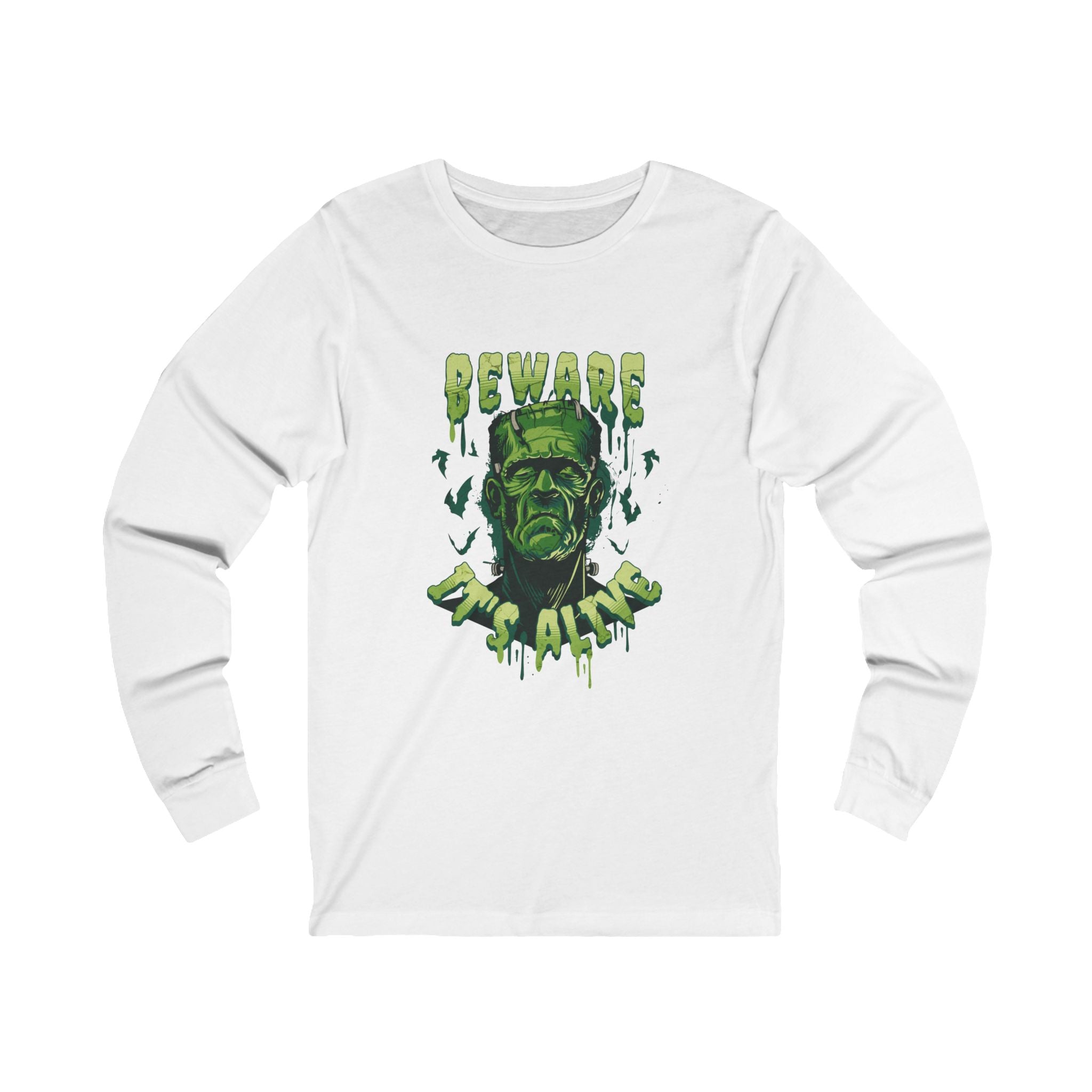 "Beware: It's Alive!" Unisex Long Sleeve Tee - Perfect for Halloween & Horror Fans