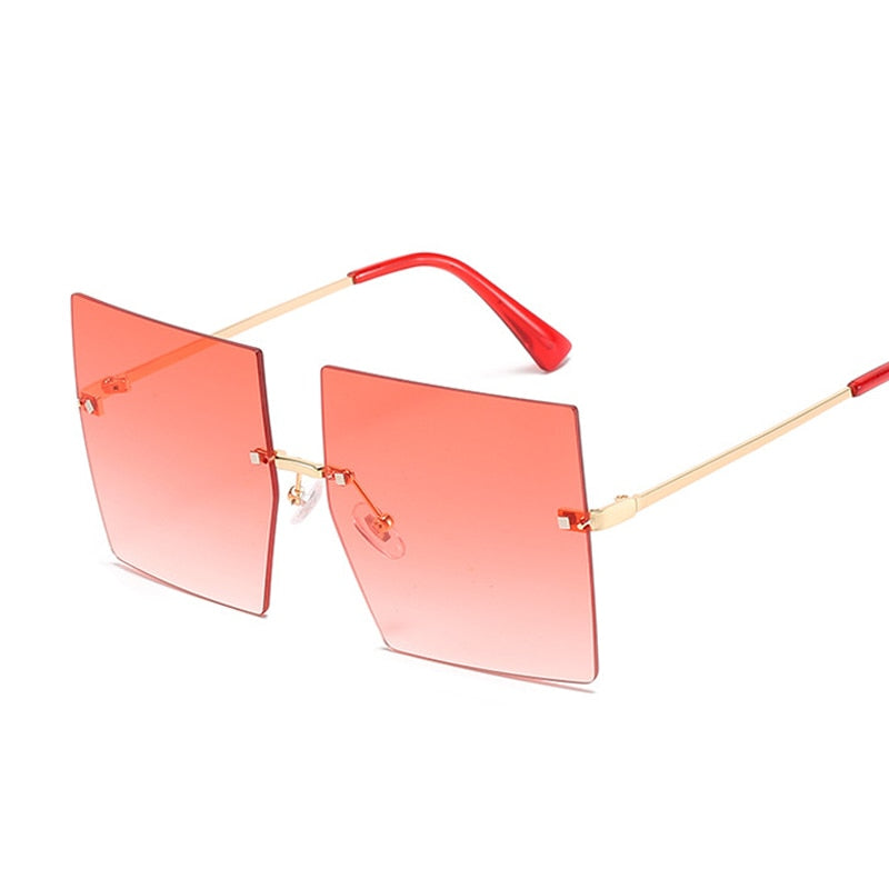 Oversized Rimless Square Sunglasses