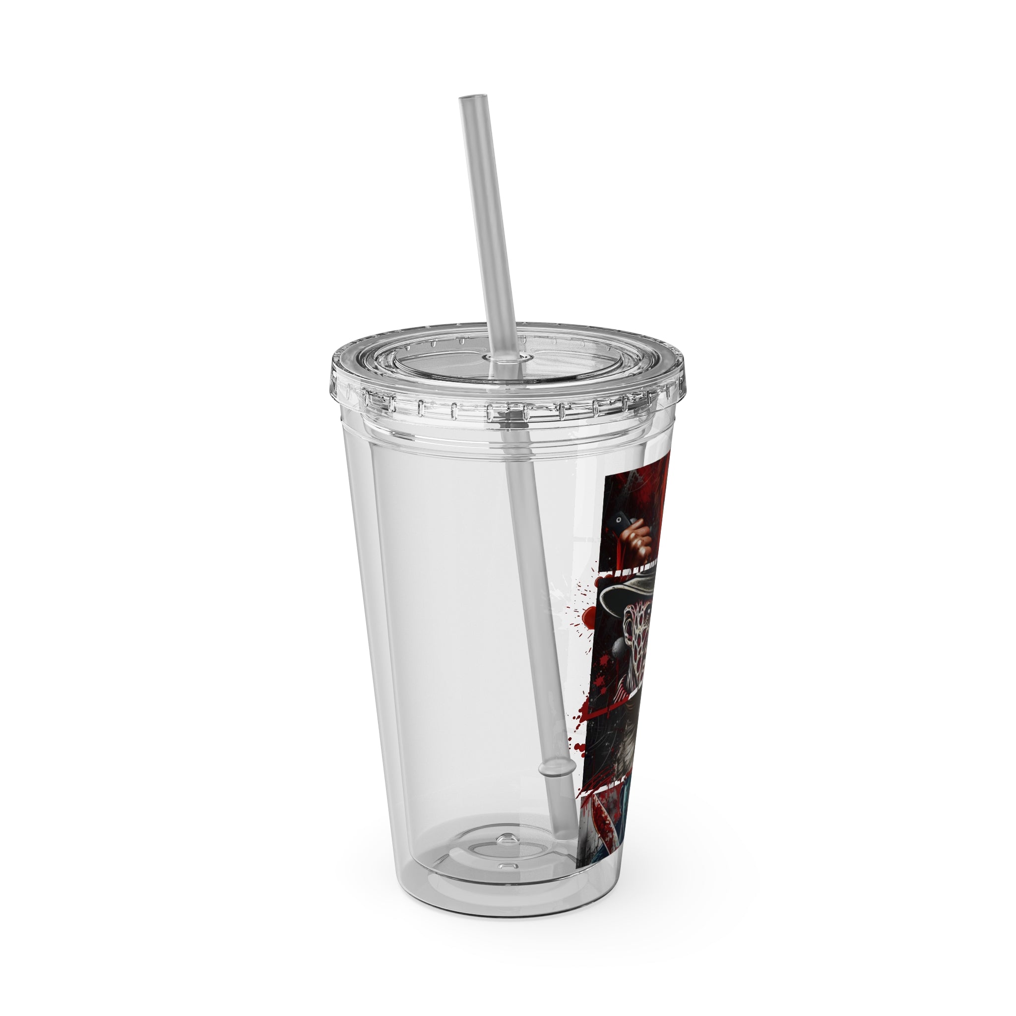 Sunsplash Horror-Themed Tumbler with Straw - 16oz Travel Cup for Spooky Season