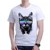 Men's T Shirt Short Sleeve 3D Cat T Shirt Male White Pullover