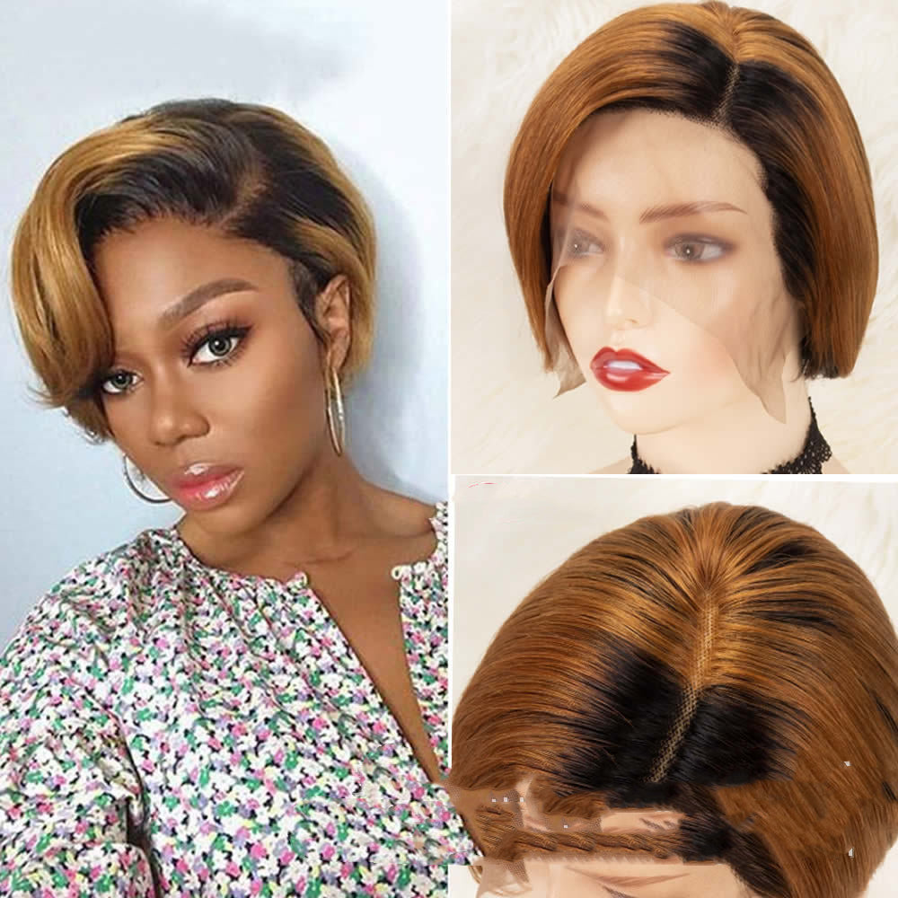 Wig Pixie Real Hair Front Lace