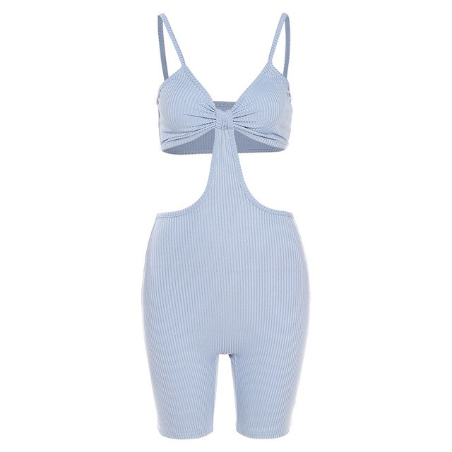 Hollow Out Spaghetti Strap Bodysuits