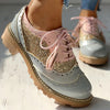 Color-block Front Lace-up Retro Shoes