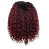 Full Lace Real Hair Headgear, Gradient Color Centered Burgundy Front Lace