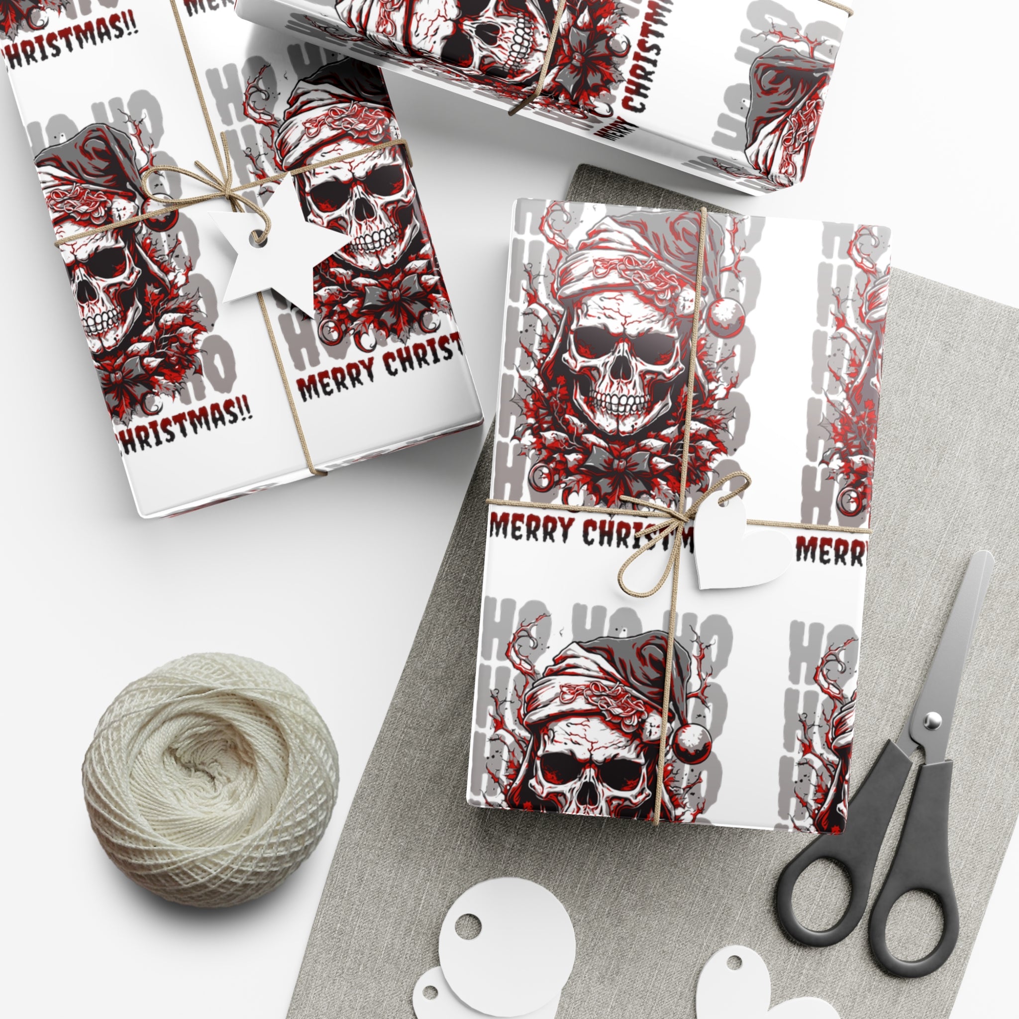 Merry Christmas Skull Gift Wrap Papers