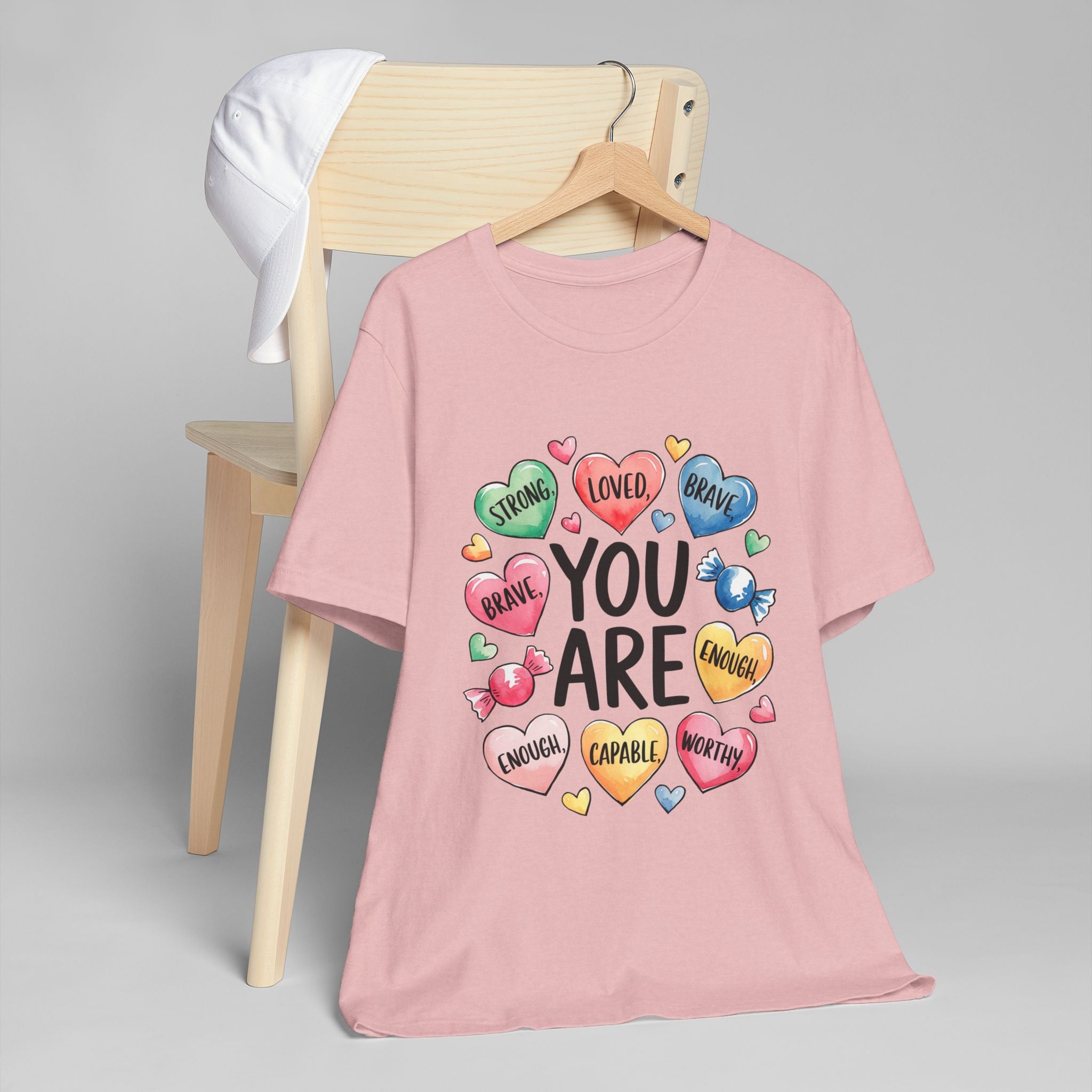 Empowering Unisex Jersey T-Shirt - "You Are Strong, Loved, Brave"