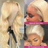 Long Curly Hair Light Blonde Big Waves Lace Wig