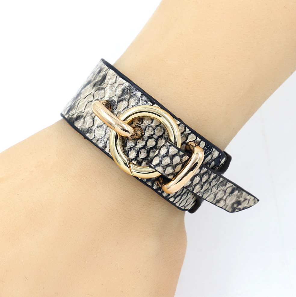 Royal Snake Leather Wrap Bracelet