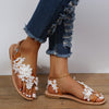 Lace Sandals Bohemia Beach Shoes Flowers Ankle Strap Flat Shoes Summer