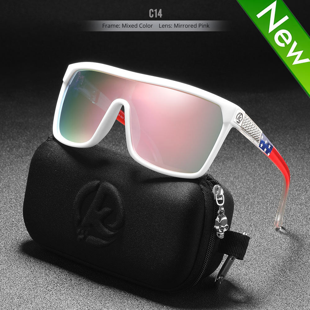 Large Frame One-piece Bicycle Glass Colorful Real Film Polarized Sunglasses