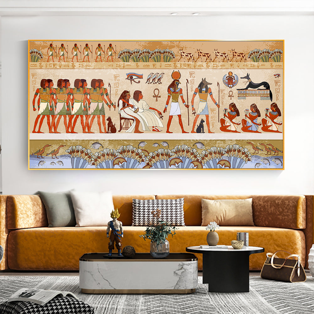 Vintage Ancient Egyptian Pharaonic Rituals Printed On Canvas