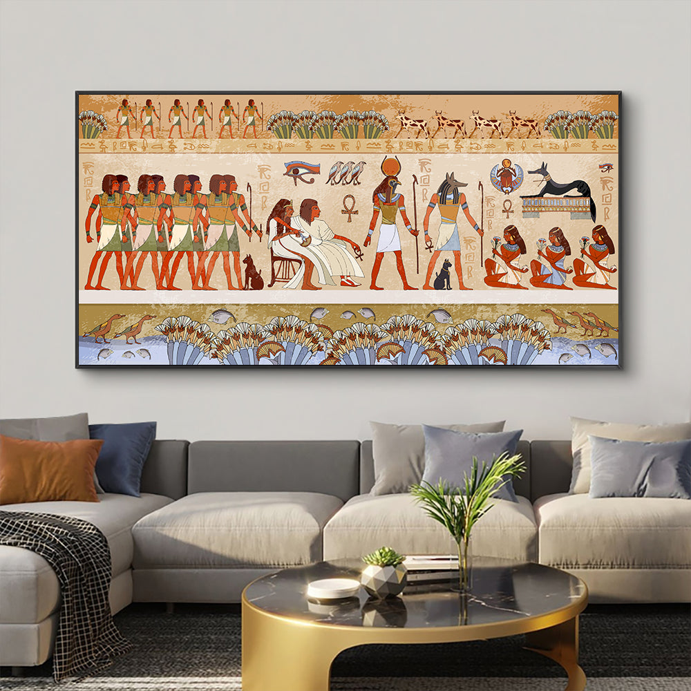 Vintage Ancient Egyptian Pharaonic Rituals Printed On Canvas