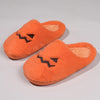 Cute Halloween Pumpkin Slippers Winter Warm Plush Bedroom Floor Home Slippers Casual Slip On Comfortable Cozy Indoor House Shoes