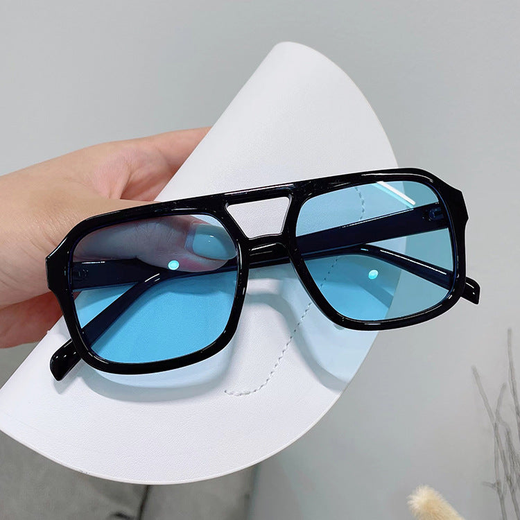 Double Beam Square Trendy Sunglasses Retro