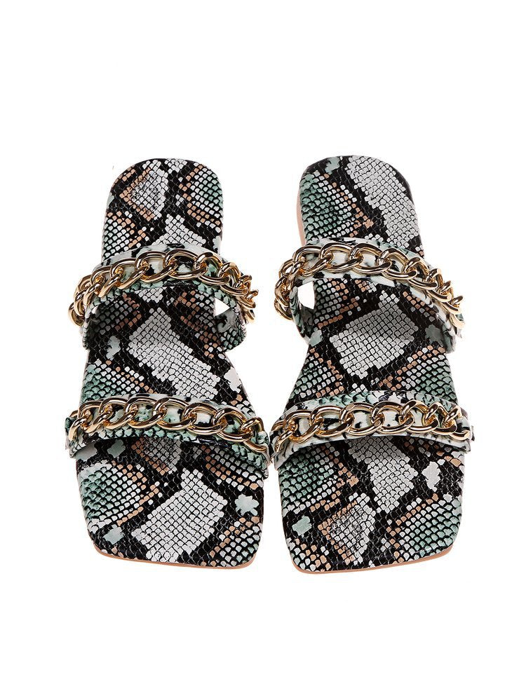 Royal Snake Print Sandals And Slippers