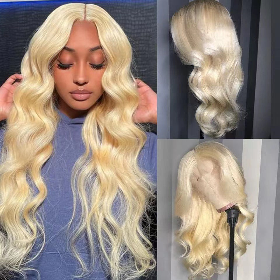 Long Curly Hair Light Blonde Big Waves Lace Wig