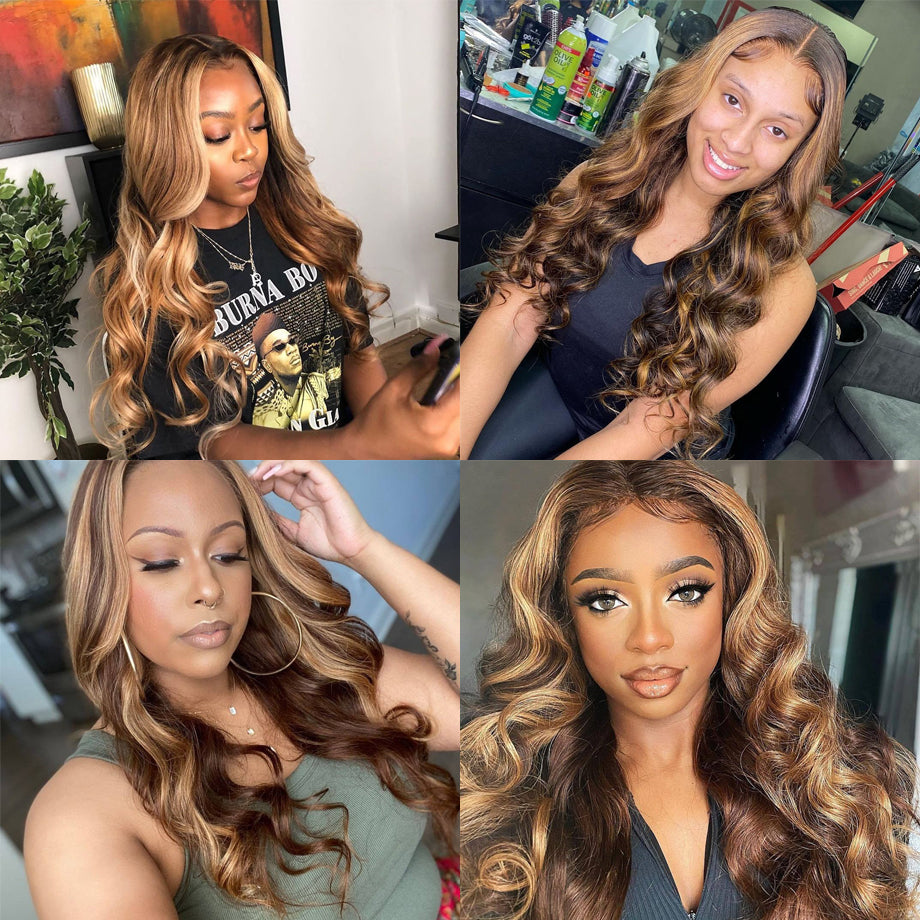 Highlight Wig Human Hair Ombre Lace Front