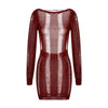 See-Through O-neck Long Sleeve Bodycon Dress