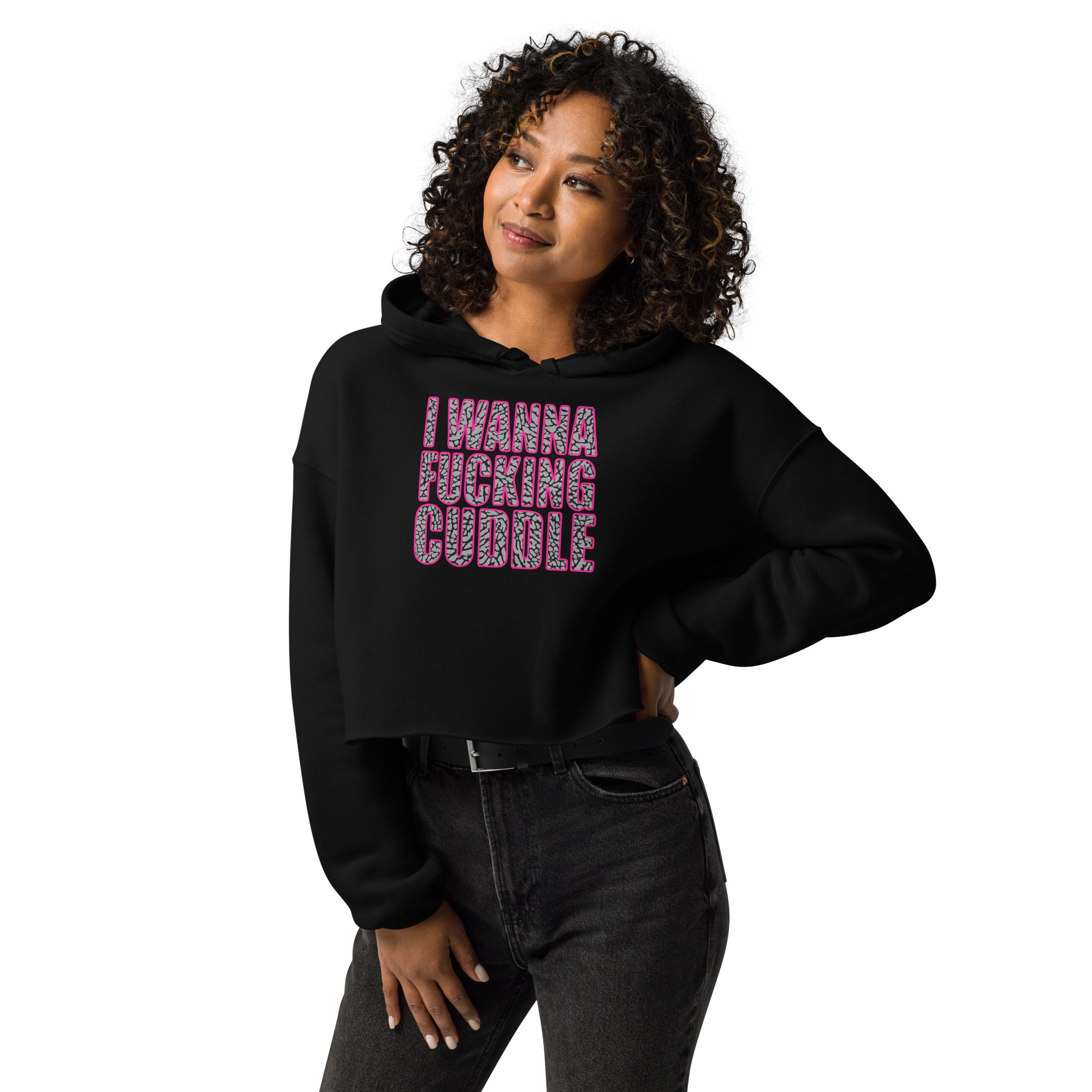 Wanna Cuddle Crop Hoodie