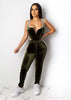 Velvet Bodysuit Pencil Pants Set