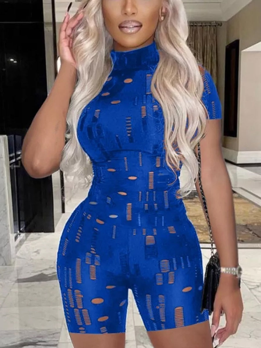 Regal Cut Out Bodycon Jumpsuit Short Sleeve