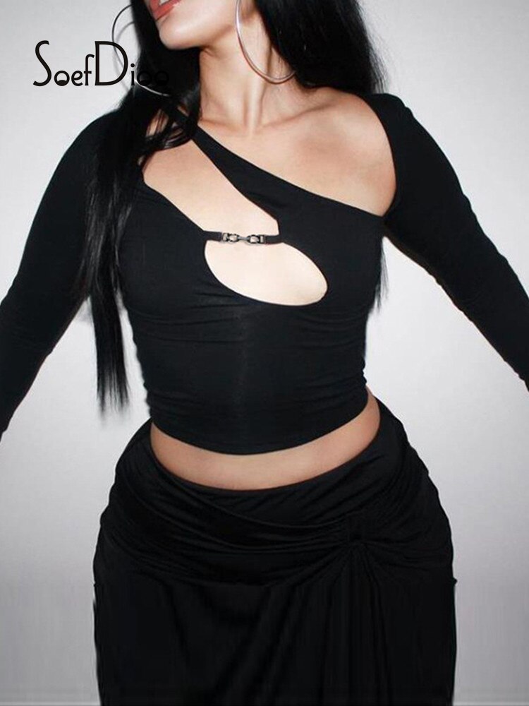 Royal Asymmetric Collar Crop Top