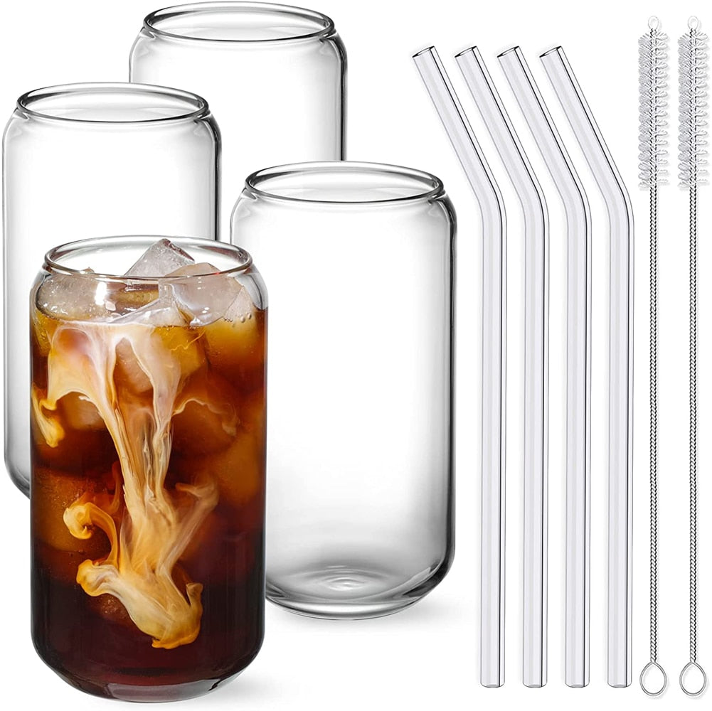 Glass Cup With Lid and Straw 500ml