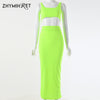 Neon Color Sexy Ribbed Dress Set